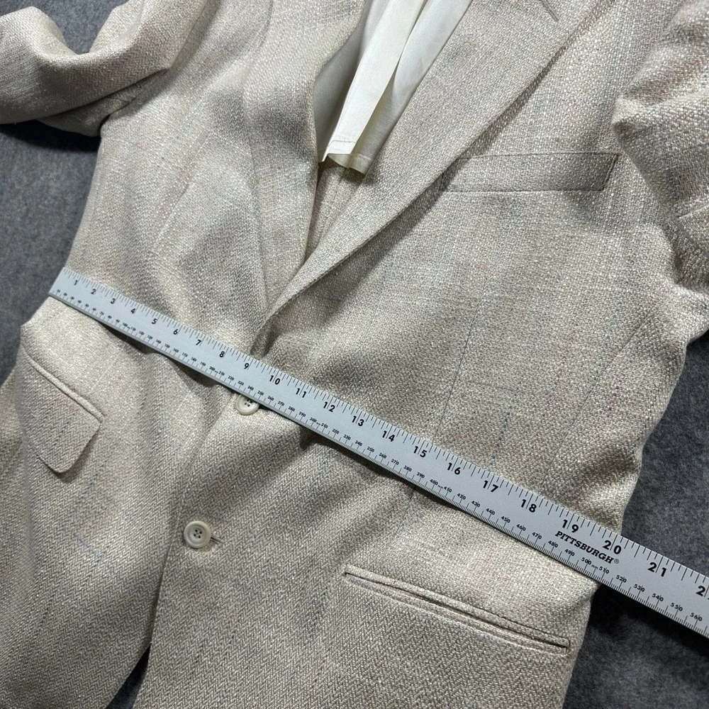 John Alexander Sport Coat Mens 42R Beige Windowpane Plaid Two Button Blazer USA